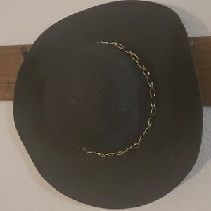 Black Sun Hat with Gold chain detail